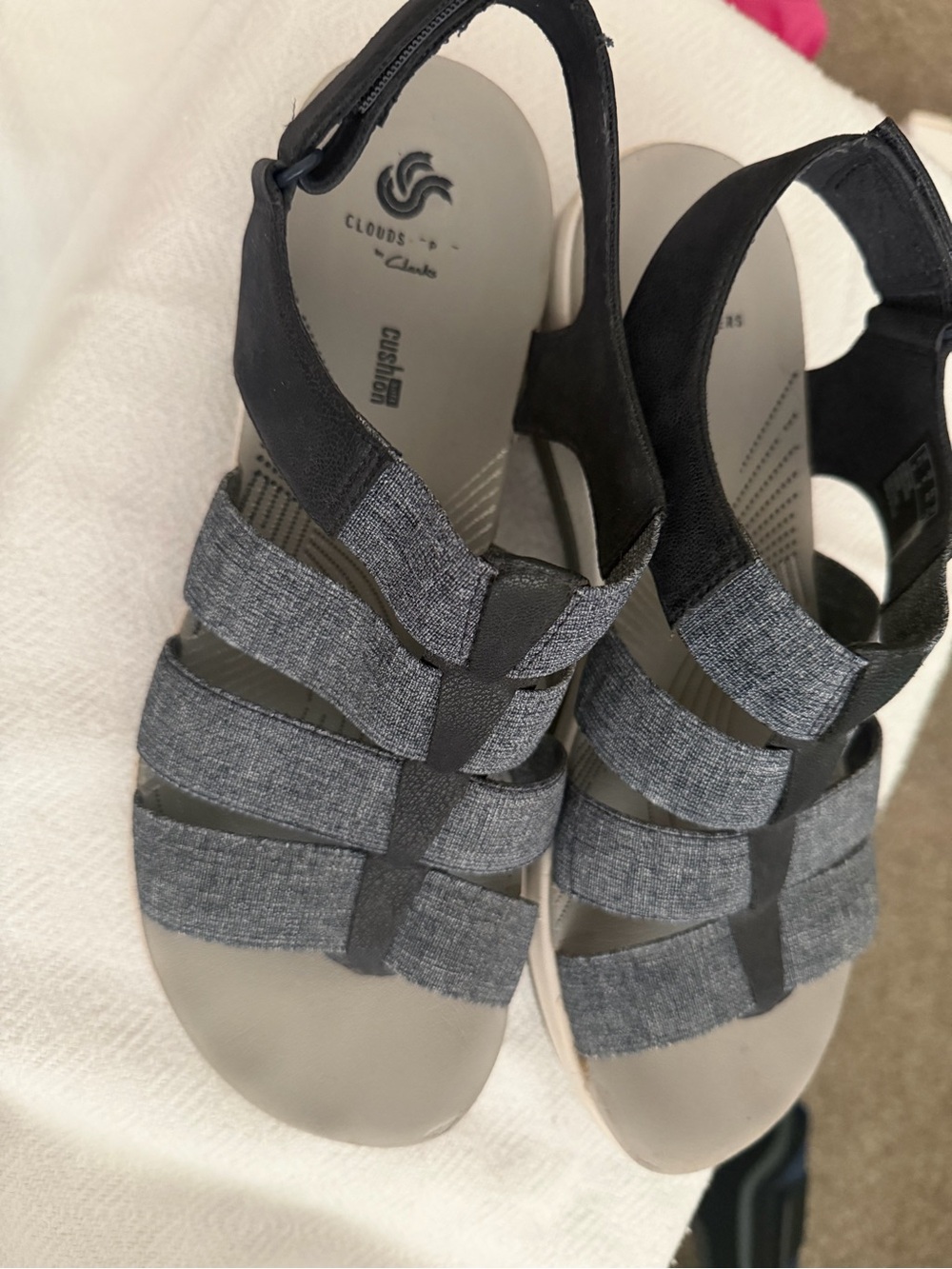 Clarks women's navy and denim strappy slingback sandals